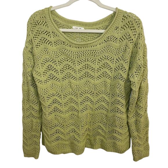 Maurices Lime Green Open Knit Sweater Womems size medium - Picture 1 of 4
